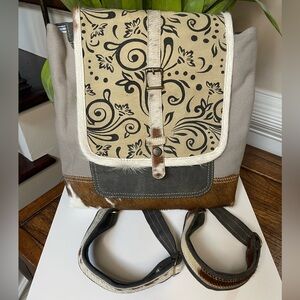 Canvas & Haircalf Patterned Backpack - Neutral Print